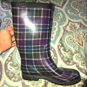 Plaid Rain boots